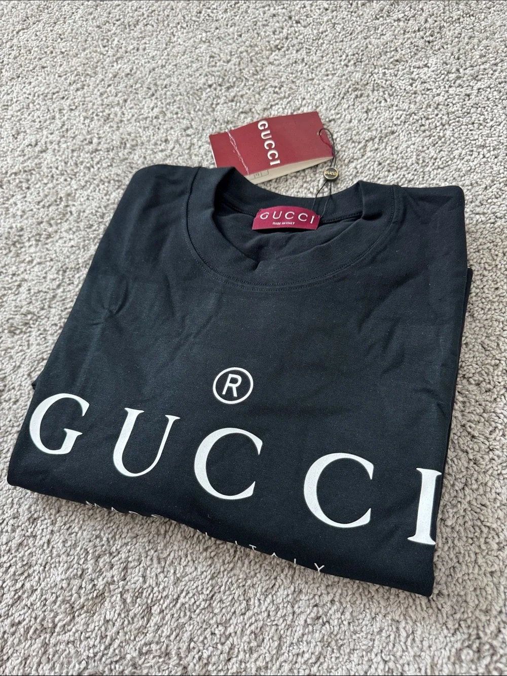 Gucci Black Logo Short Sleeve Crewneck T-Shirt size XL for men